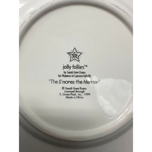 Vtg 4 SANDI GORE EVANS S'MORES THE MERRIER Jolly Follies Salad Plates Snowman - Picture 13 of 13